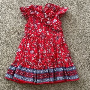 Janie and Jack Red Floral Dress with Blue Accents